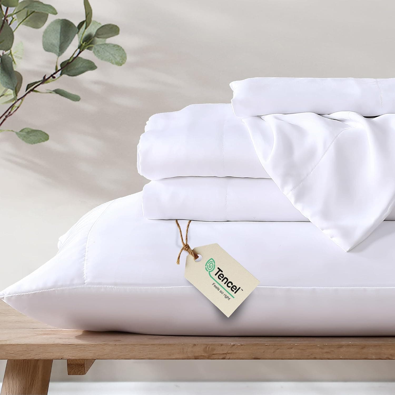 Ethos Natura 100% Eucalyptus Tencel Lyocell Sheet Set, Full, White