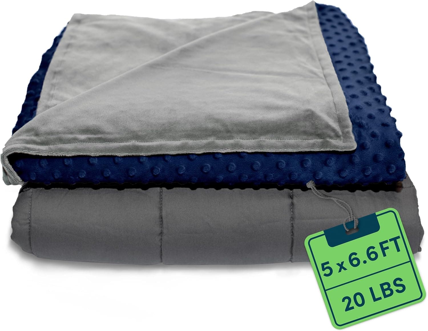 Quility Weighted Blanket for Adults - 20 LB Queen Size, Cooling 100% Cotton with Glass Beads (60x80, Navy)
