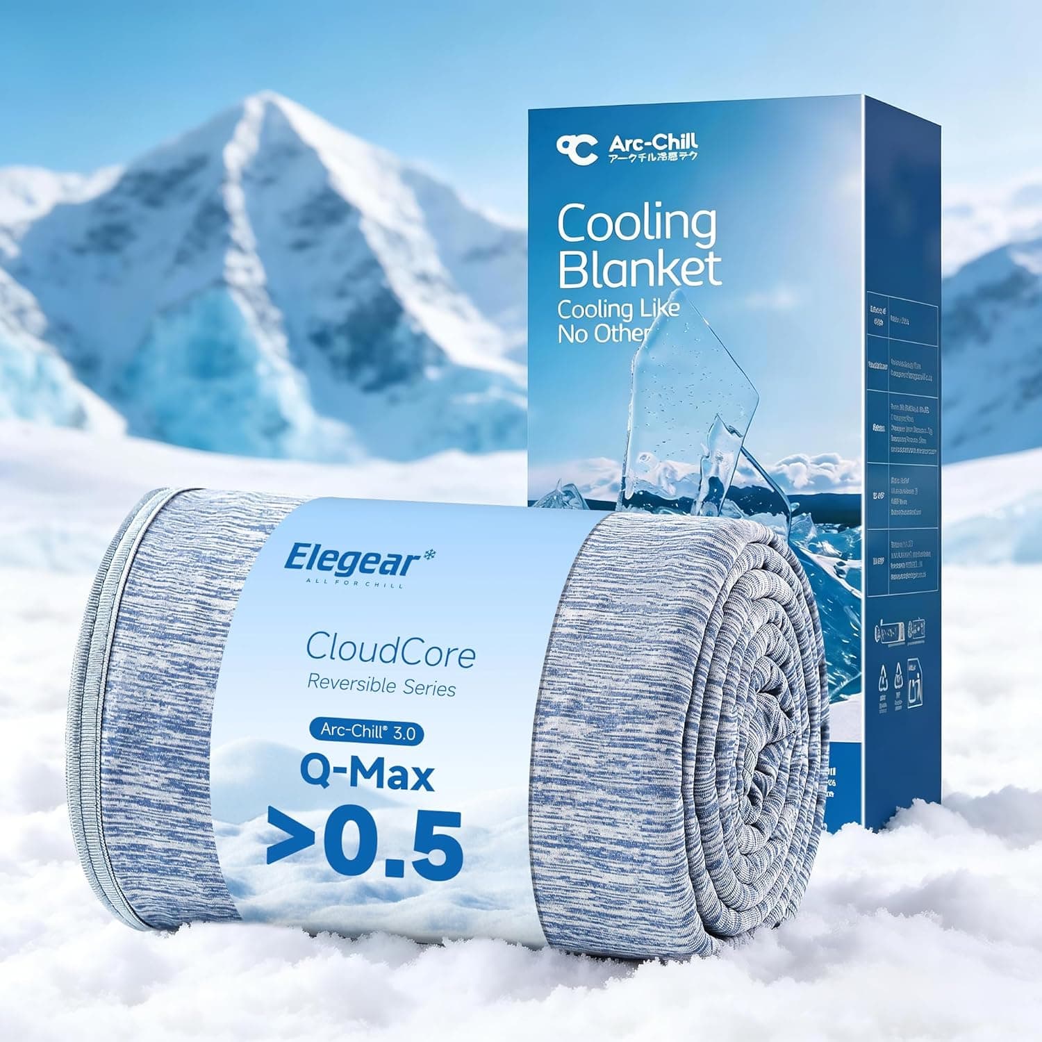 Elegear Revolutionary Cooling Blanket Throw, Arc-Chill 3.0 Cool Fiber Q-Max>0.5 for Hot Sleepers, Lightweight